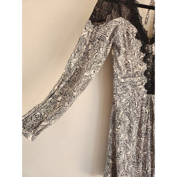 NWT By Anthropologie Lacy V-Neck Mini Dress US 6 White Black #G4402 - Picture 8 of 13